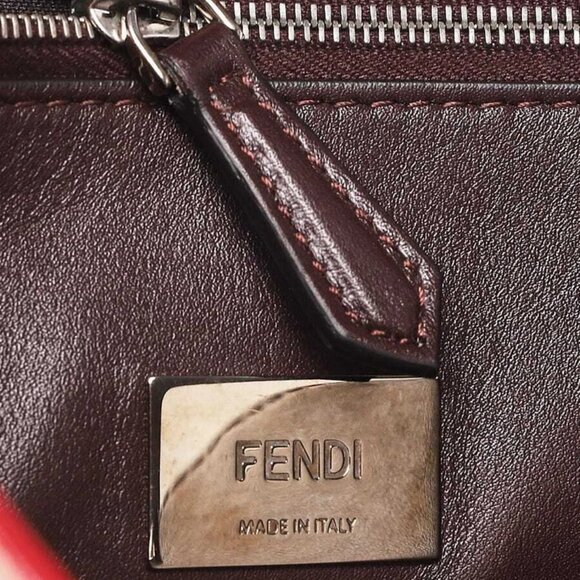 Fendi Light Pink/Brown Pebbled Leather Peekaboo Pochette Crossbody Bag - Picture 12 of 12